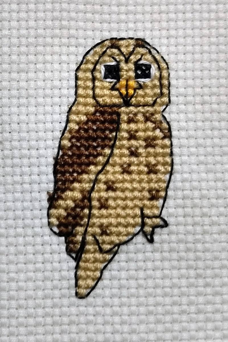 クロスステッチで描いたフクロウ