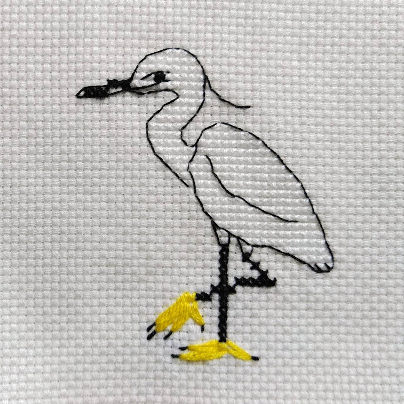 クロスステッチで描いたコサギ