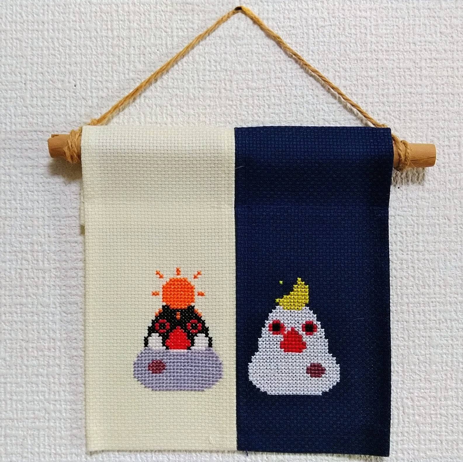 文鳥春分秋分の日のクロスステッチ