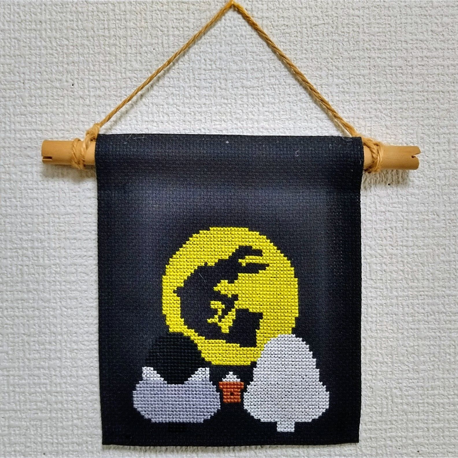 文鳥十五夜のクロスステッチ